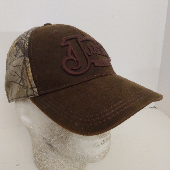 Justin Boots Camo Velcro Strapback Hat Cap - Picture 5 of 8